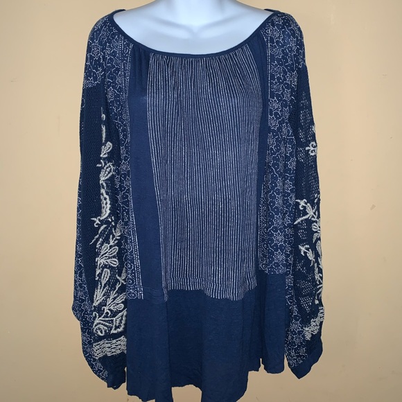 NWT free people embroidered boho scoopneck top - Picture 5 of 10